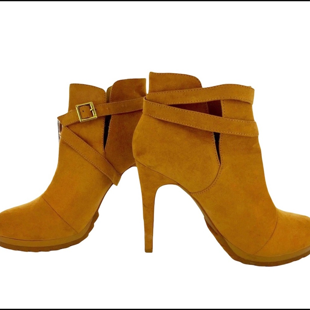 Nude Suede Buckle Stiletto Booties 7 1/2 *New*